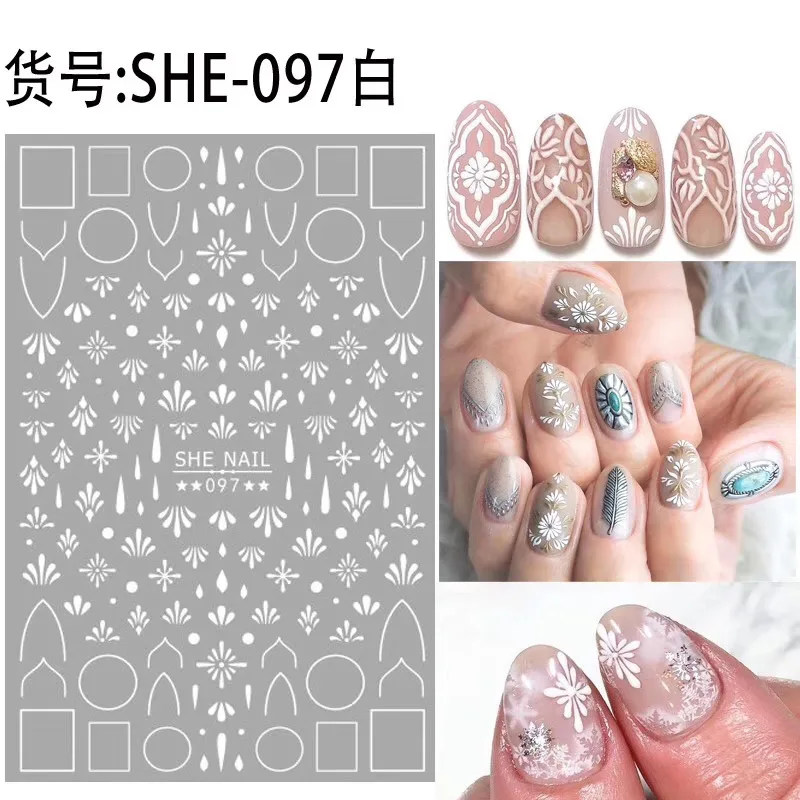 SHE 97 Серия черно белое золото новейший дизайн золотой линии Стикеры 3d на ногти nail