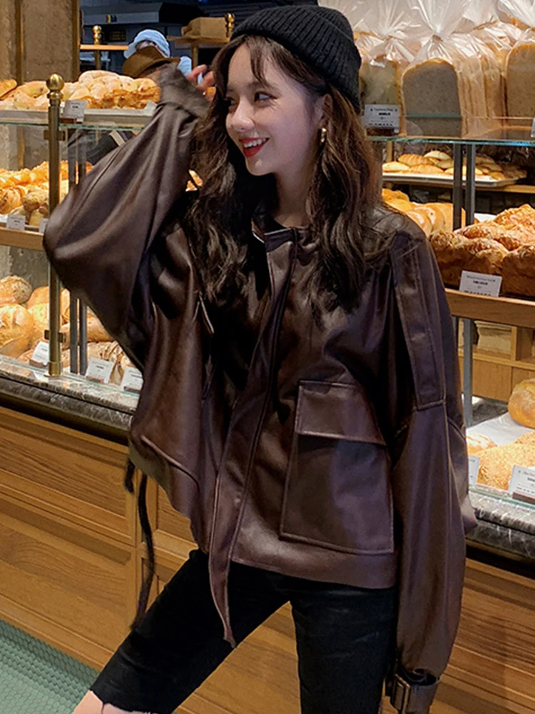 Lautaro весенняя короткая оверсайз коричневая мягкая легкая куртка из