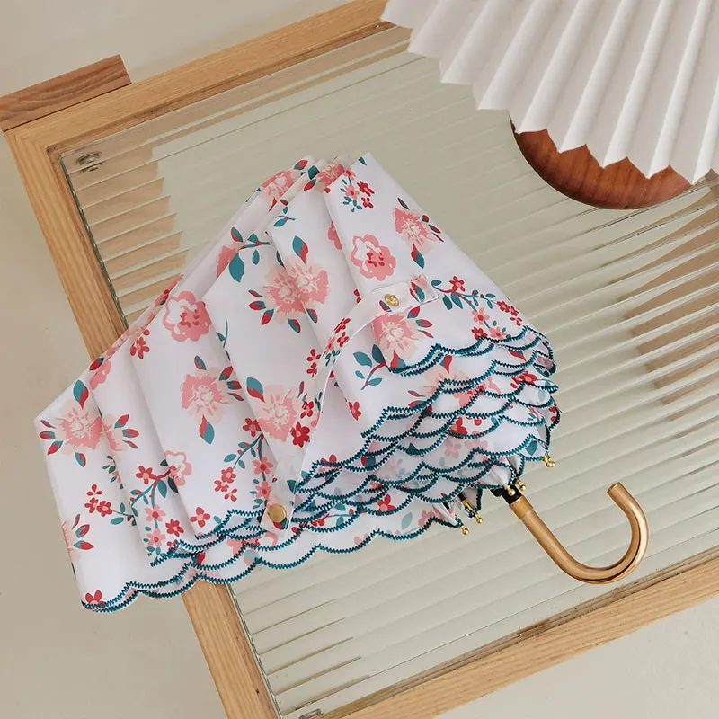 Economici Ombrello Da Spiaggia Pieghevole Pioggia Donna Fiore Giapponese Ombrellone Da Giardino Ombrello Antivento Per Esterni Paraguas Plegable Rain Products DE50YS