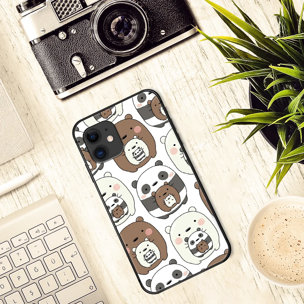 

cute Cartoon Bare Bear Phone Case Cover Hull For iphone 5 5s se 2020 6 6s 7 8 12 mini plus X XS XR 11 PRO MAX black Cell