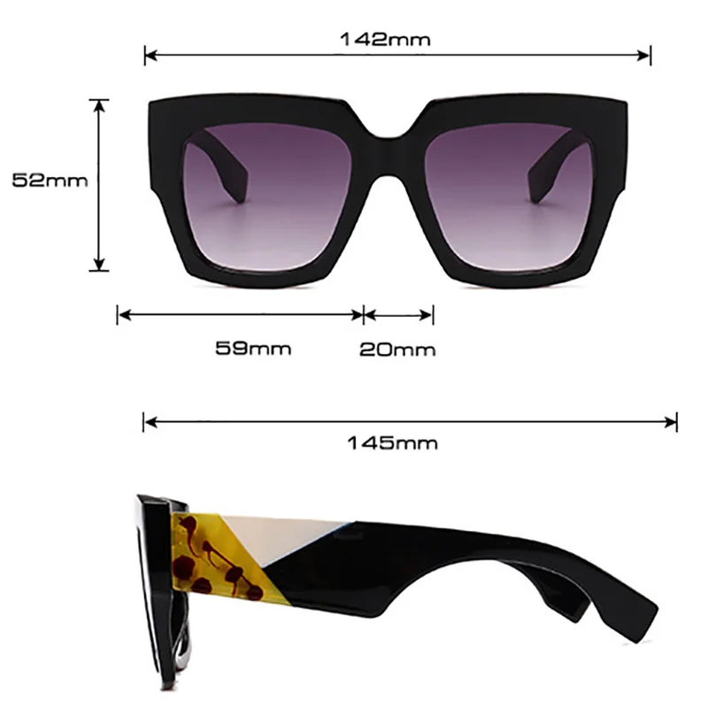 Женские квадратные солнцезащитные очки модные мужские смешанных цветов с