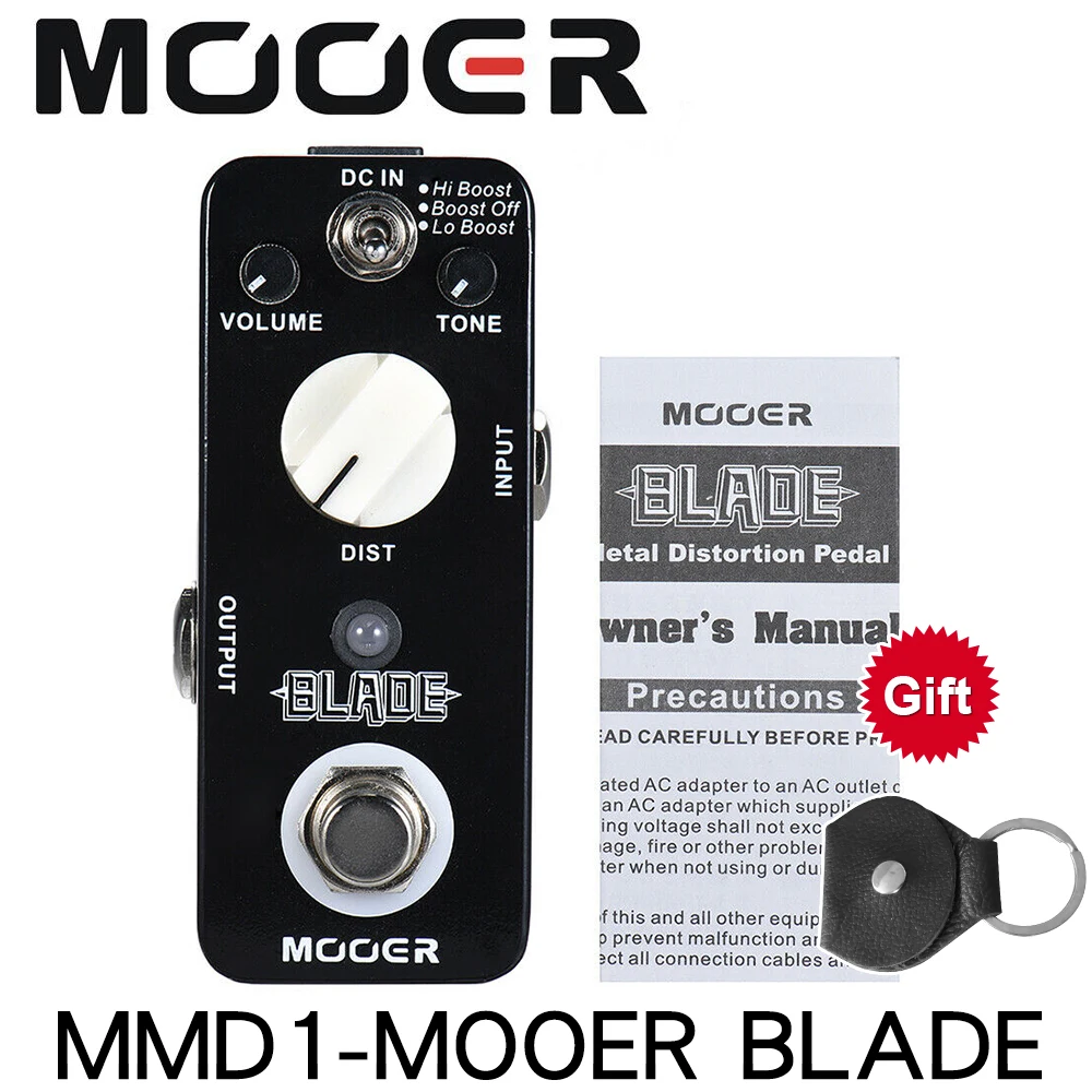 MOOER BLADE Metal Distortion Guitar Effect Pedal 3 Modes True Bypass Full Metal Shell with 3 working modes Lo Boost/ Boost Off