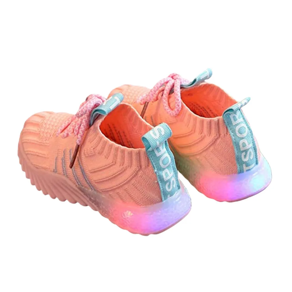 Новейшие Детские кроссовки со светодиодной подсветкой сетчатые флуоресцентные