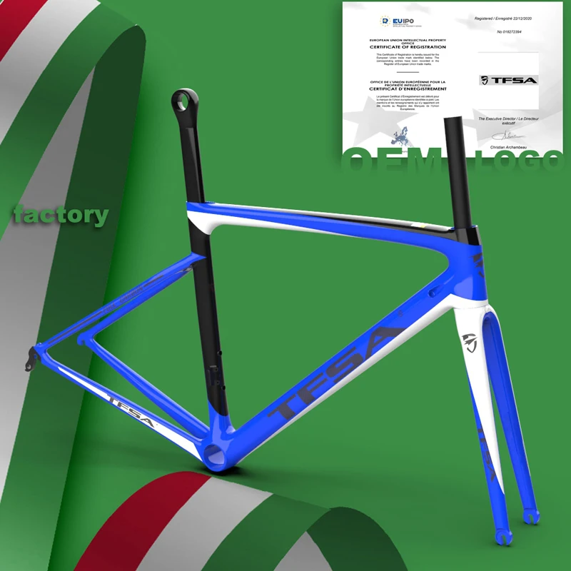 

TFSA Branded Light Only 780g Durable Shipped With Fork Headsets Seat Post Clamp Blue Painting Carbon Body Frame