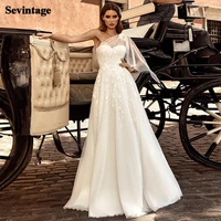 sevintage one shoulder lace wedding dresses a line boho wedding gowns backless countryside princess bridal gown plus size