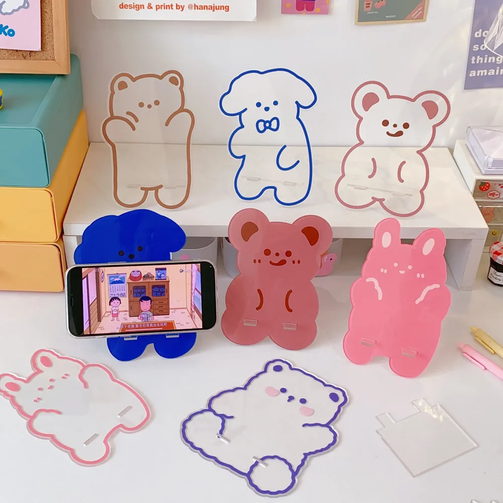 minkys kawaii bear portable acrylic holder for ipad mobile phone holder cute phone stand holder holder office stationery free global shipping