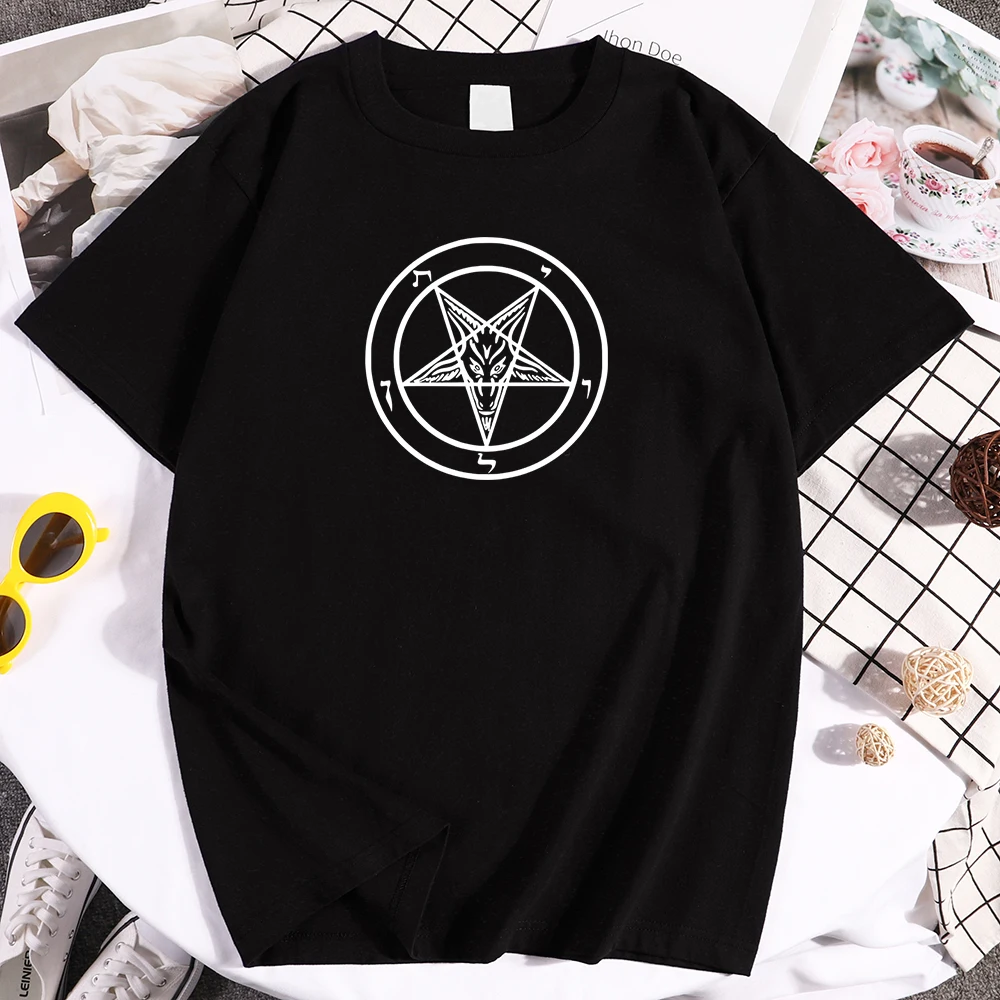 Готическая пентаграмма оккультная сатана Новая Мужская модная футболка с