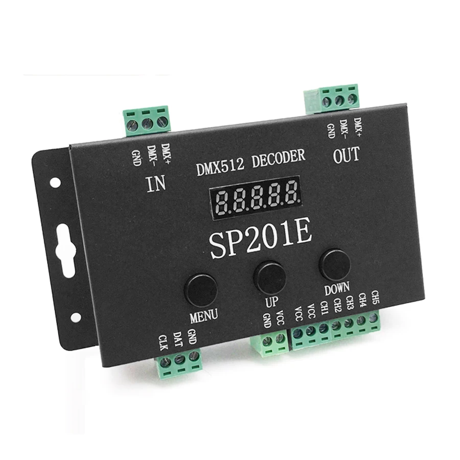 SP201E Dmx декодер 5v 12v 24v Ws2811 Ws2812b Rgb Dmx512 входной сигнал 512 выходной Spi | Лампы и