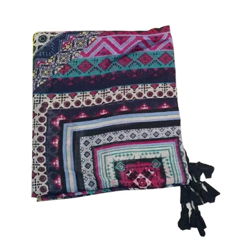 

Womens Ethic Geometric Large Scarf Tassel Shawl Bohemia Hijab Pashmina Elegant