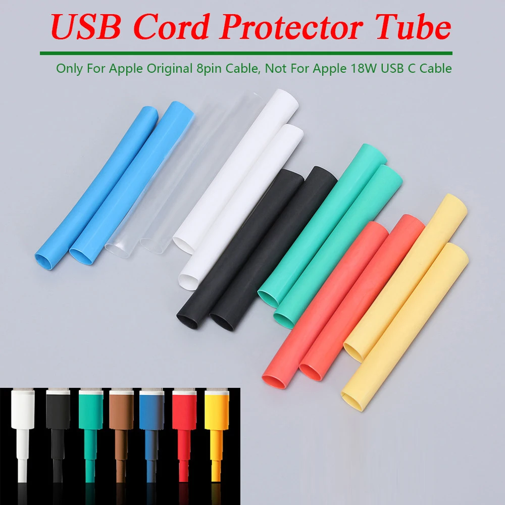 Protector de Cable para iPad, cubierta protectora de tubo, Cargador USB, organizador de Cable, funda de Tubo termorretráctil, para iPhone 5, 6, 7, 8, X, XR, XS, 12 Uds.