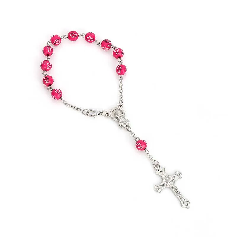 60 штук/каждая партия белых имитационных жемчужин Крест Иисуса центр Розария