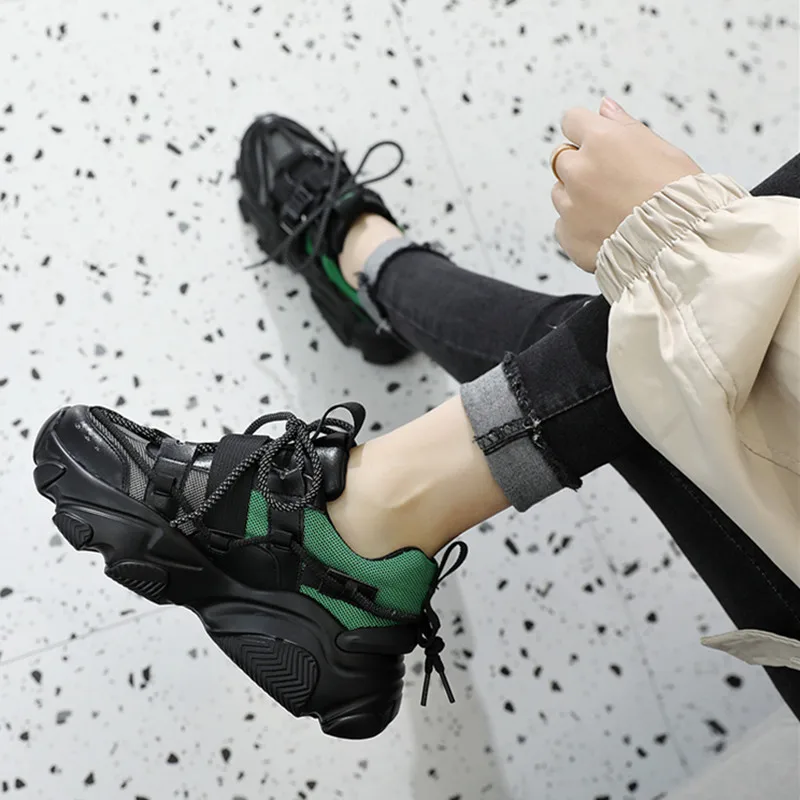 2020 New Fashion Ladies Platform Bottom Sneakers 6cm Casual Winter Women Plush Vulcanized Shoes Black | Обувь