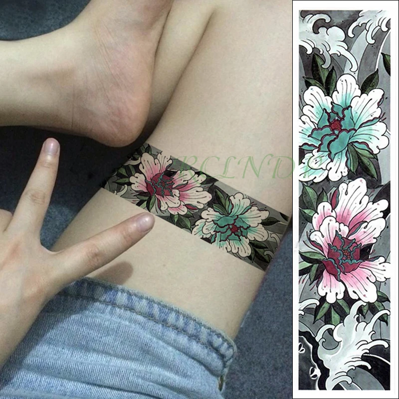 Временный водонепроницаемый наклейка для татуировки "Классический цветочный волнообразный браслет" фальшивая татуировка для создания индивидуального стиля на руке, ноге и теле для девушек, женщин и мужчин.