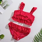 От 5 до 12 лет танкини для девочек-подростков, купальник из двух предметов с оборками, летняя пляжная одежда для девочек, детская swimwear-ST223, 2020