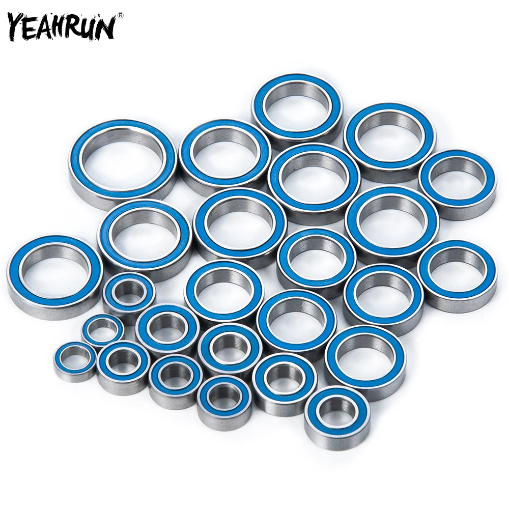 

YEAHRUN 26Pcs Chrome Steel Ball Bearing Kit Blue Rubber Sealed For 1/10 Big Rock Typhon Granite Senton 3s BLX RC Car Parts