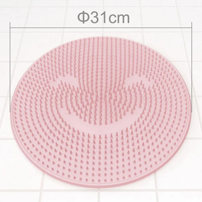 

30 cm Exquisite Round Silicone Massage Bath Pad Brush, Practical Lazy Back Pad for Skin Cleaning