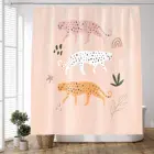 Леопардовая занавеска для душа, винтажная розовая современная абстрактная тропическая занавеска в стиле бохо для ванной и ванны, ткань из полиэстера с животными для девушек и женщин