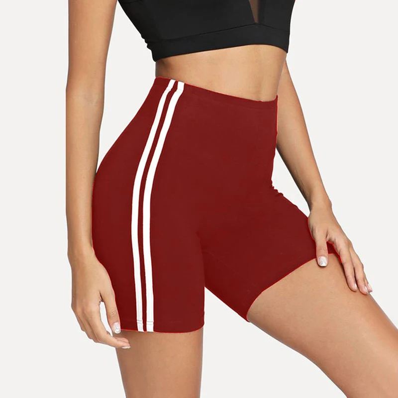 Спортивные шорты новинка 2020 женские облегающие полосатые для фитнеса со средней