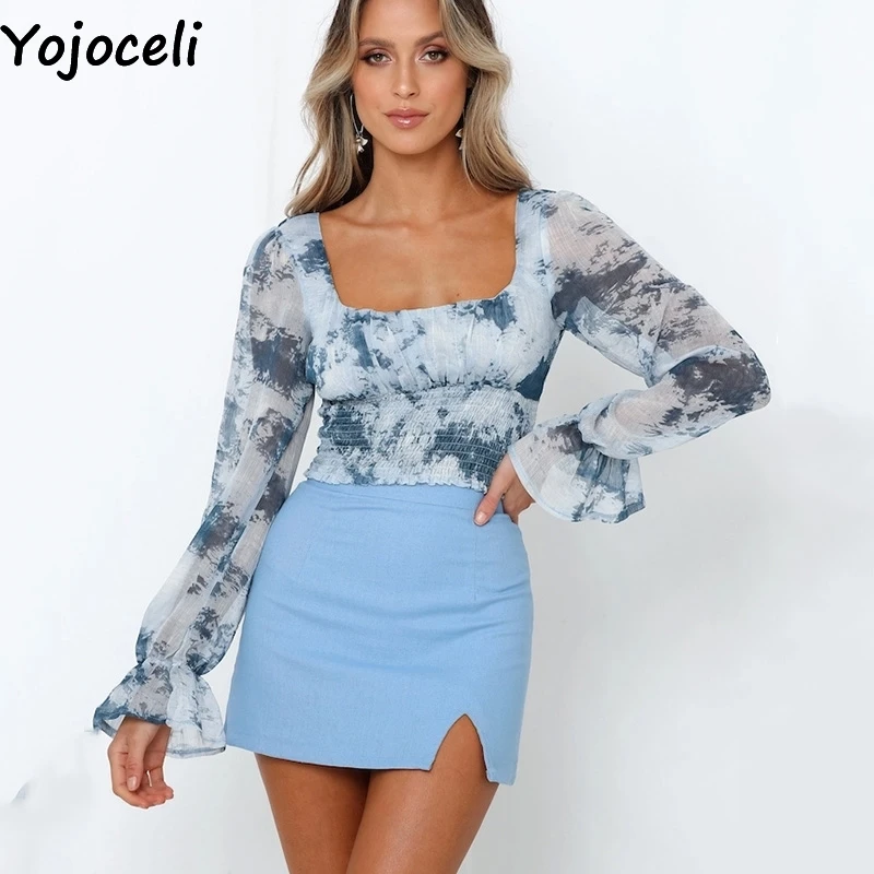 Женская блузка с рюшами Yojoceli повседневная короткая для фитнеса пляжа на каждый