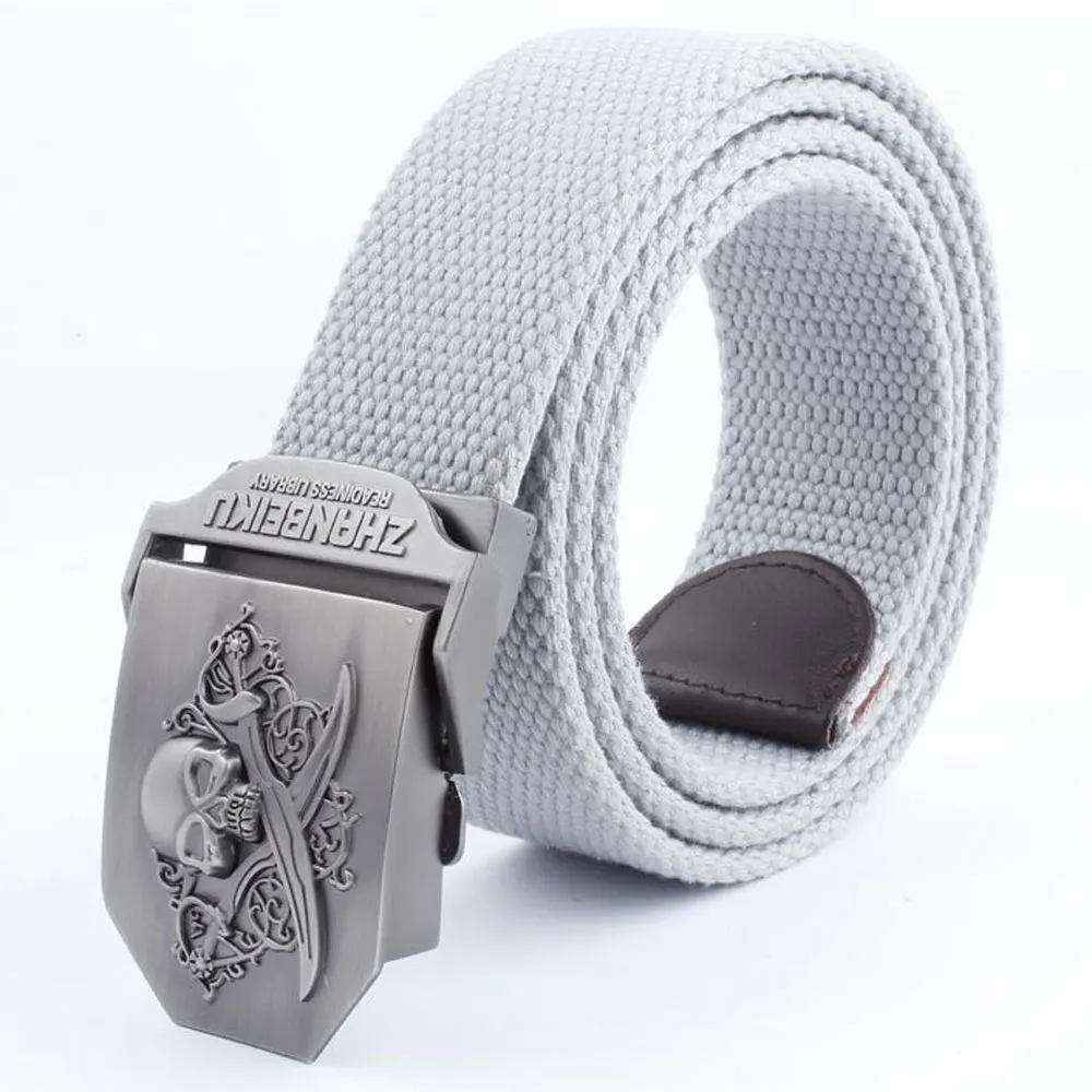 Style4 Gray Мужской ремень, уплотненный холст, Нью-Йорк щит, ремни, военный пояс, армейский тактический ремень, высокое качество, ремень 110, 140 см, 10 цветов - Цвет: Style4 Gray