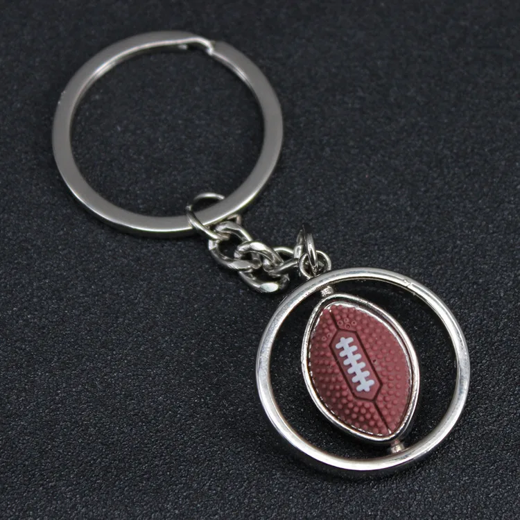 

Creative rotating basketball football keychain sports ball pendant metal small gifts