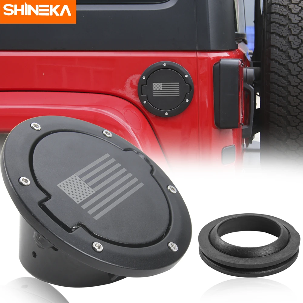 

SHINEKA Tank Covers For Jeep Wrangler JK Car Exterior Fuel Tank Cap Cover With Rubber Gasket Ring For Jeep Wrangler JK 2007-2017