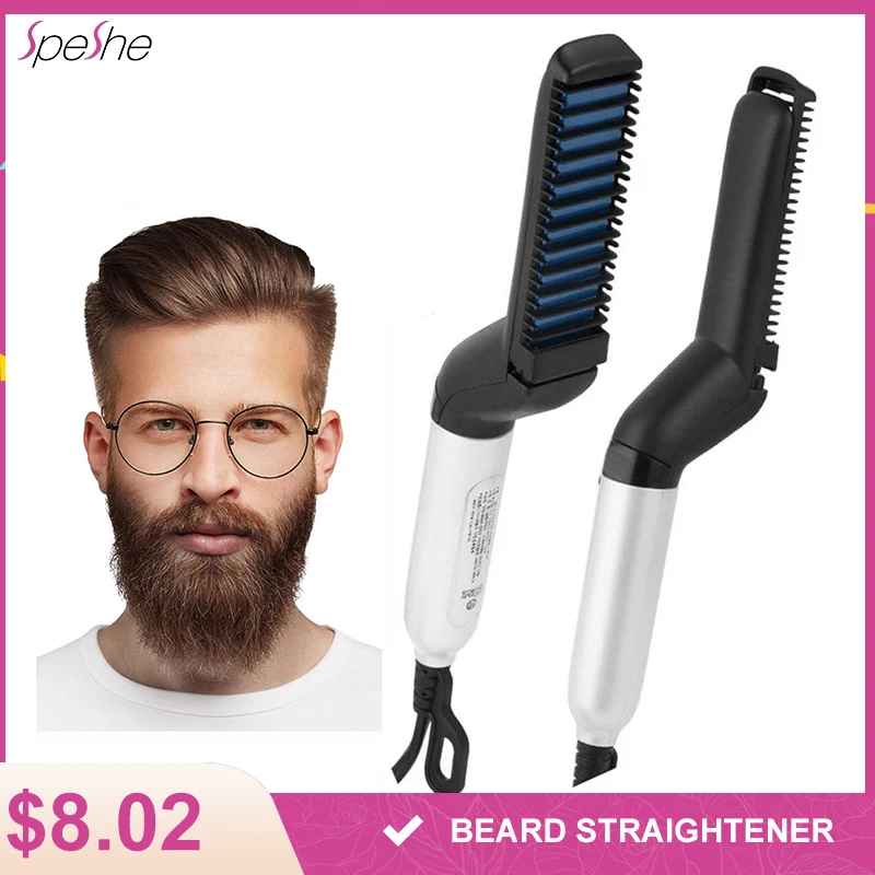 

SPESHE Multifunctional Beard Straightener Hair Brush Man's Hair Flat Iron Quick Heated New Beard Straightener Hair Styling Comb