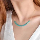 Женское Ожерелье из бирюзы, уникальное винтажное ожерелье с бусинами из натуральных камней, Позолоченное колье 14 карат, 2022
