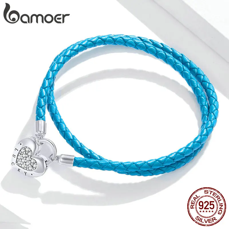 Серебряный браслет-цепочка bamoer S925 пробы простой браслет с замком из