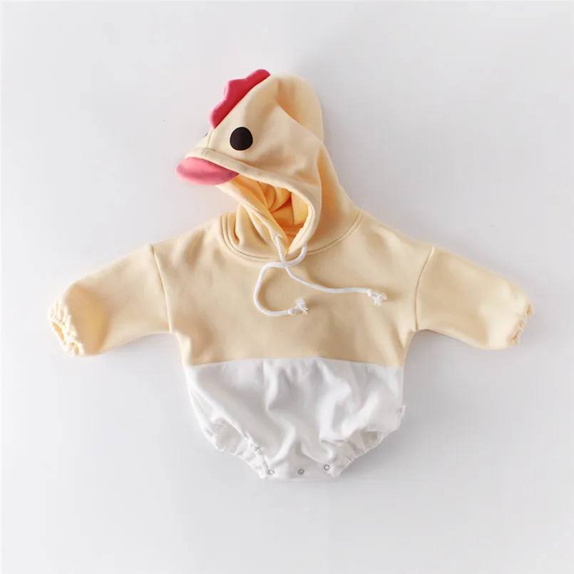

3D chicken design newborn baby romper long sleeve infant kids bodysuit toddler girls overllas children hooded outfits 0-24m