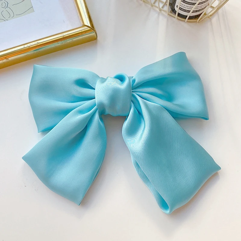 

Высококачественные однотонные заколки для волос с большим бантом для девочек, популярные заколки для волос для женщин, милые двухслойные а...