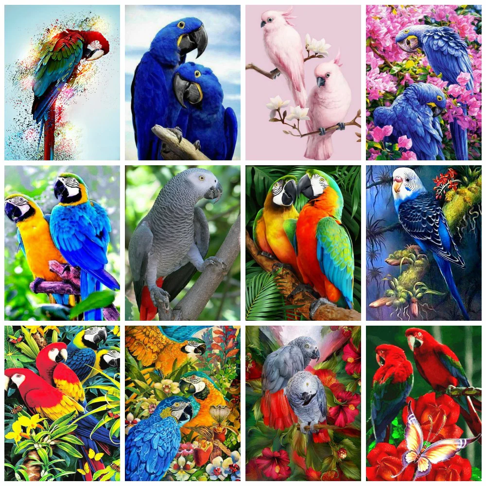 Huacan алмазная вышивка 5d попугай картина птица картины из страз мозайка животные