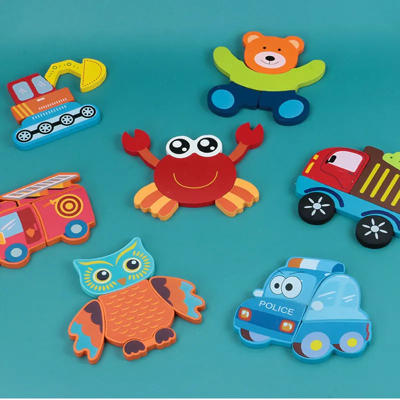 

Детские игрушки Монтессори 3D головоломки деревянные Мультяшные животные Монтессори обучающие игрушки для детей Обучающие игрушки H2666F