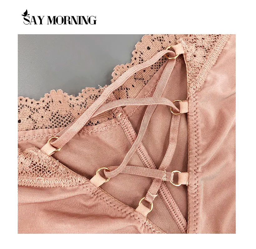 Женские кружевные трусики SAY MORING розовые дышащие с вырезами трусы для девушек |