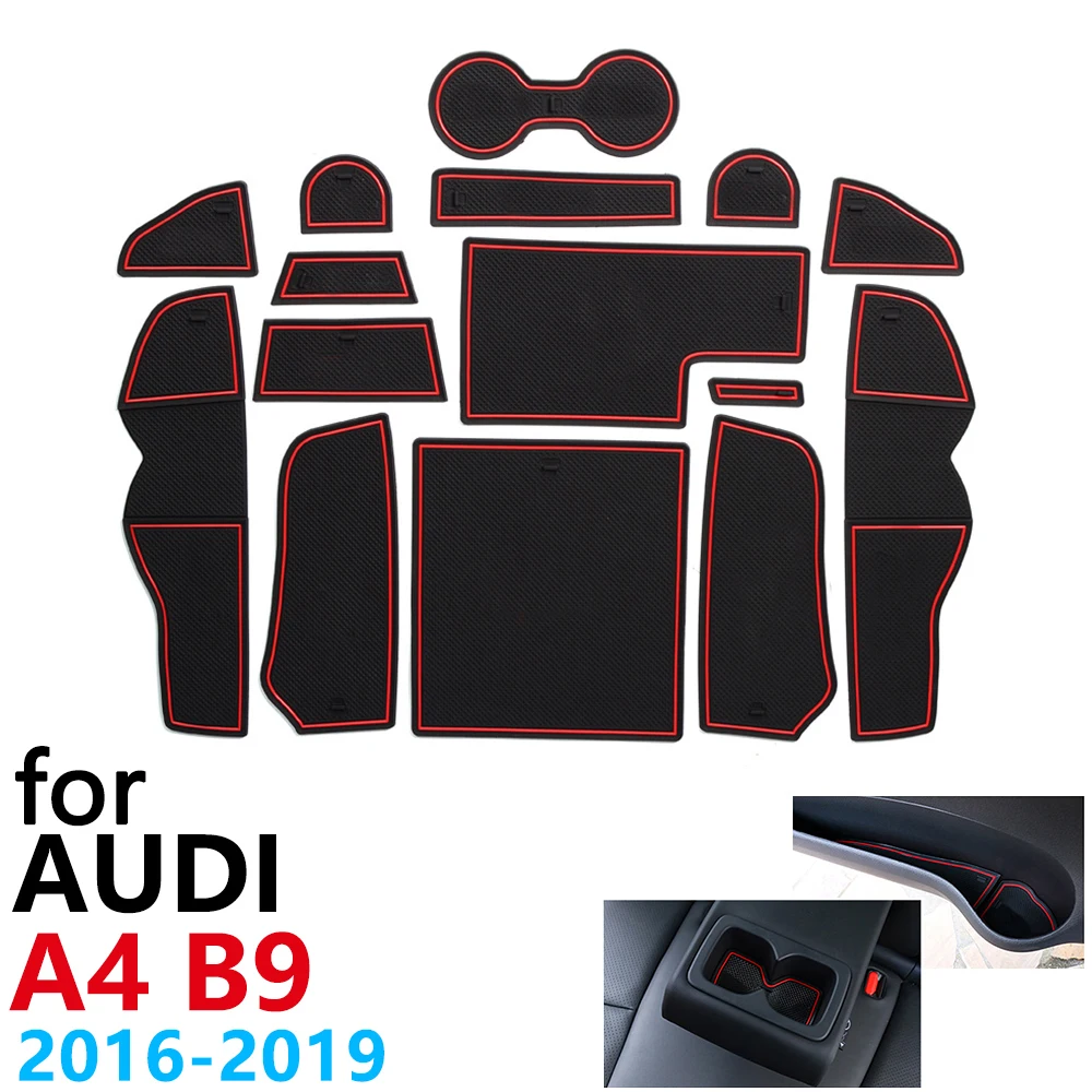 Противоскользящие резиновые чашки подушки двери паз коврик для Audi A4 B9 A4 8 Вт RS4 S4 S линия RS 4~ автомобильные аксессуары коврик телефона