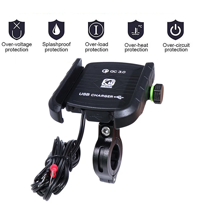 Qi Беспроводной Зарядное устройство Держатель для телефона на мотоцикл с USB QC3.0