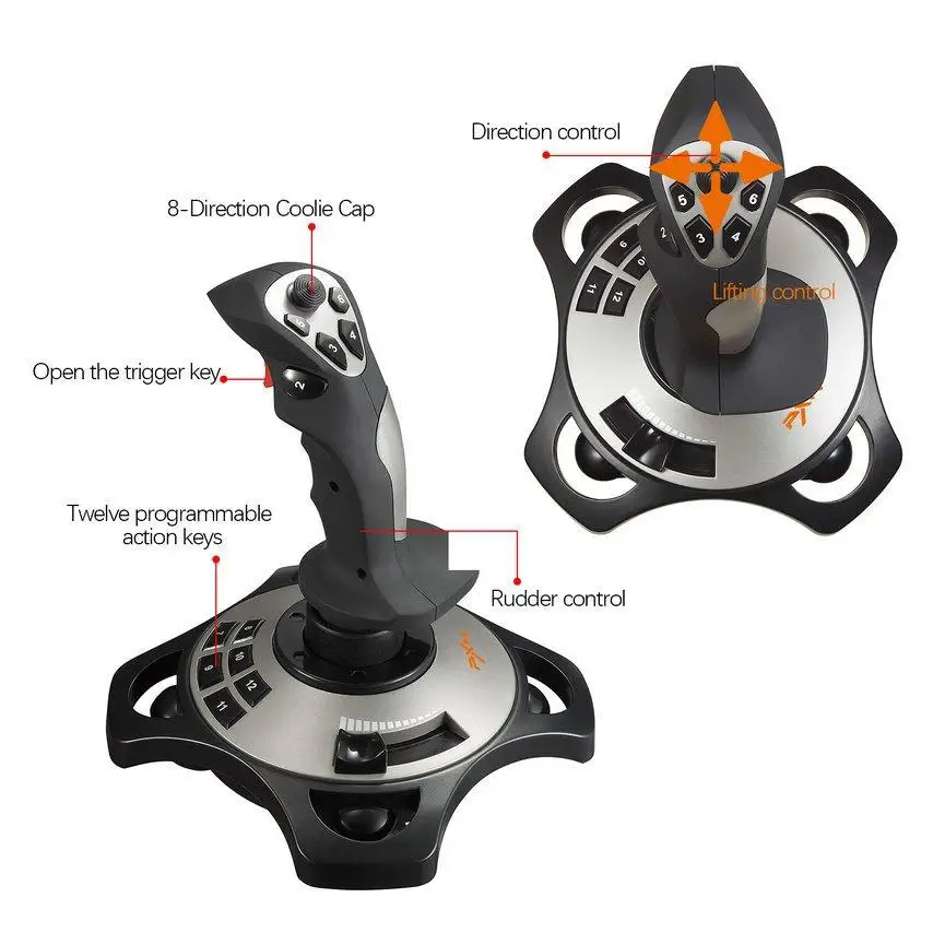 

PXN-2113 Flight Simulator Gamepad Controller Joystick For PC/Desktop Simulation Aircraft Vibration Game Controller Accessories