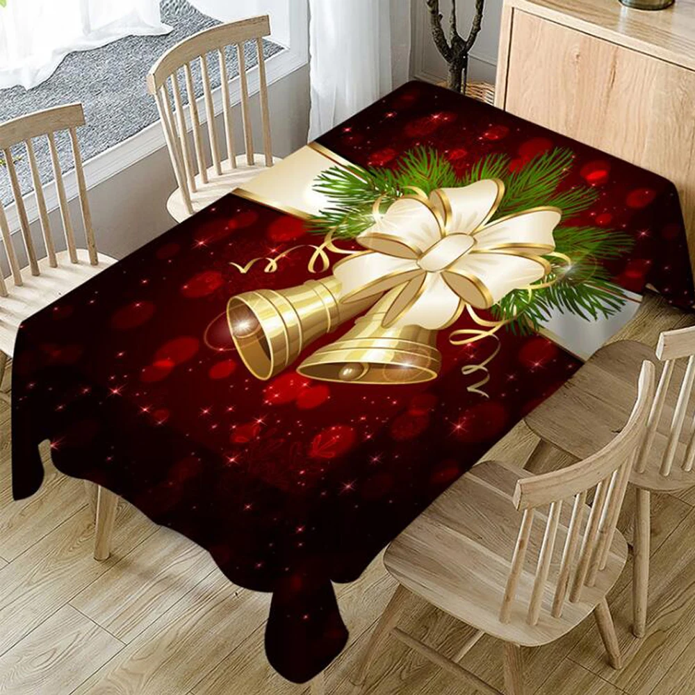 Рождественский колокольчик с 3D рисунком прямоугольные скатерти рождественские