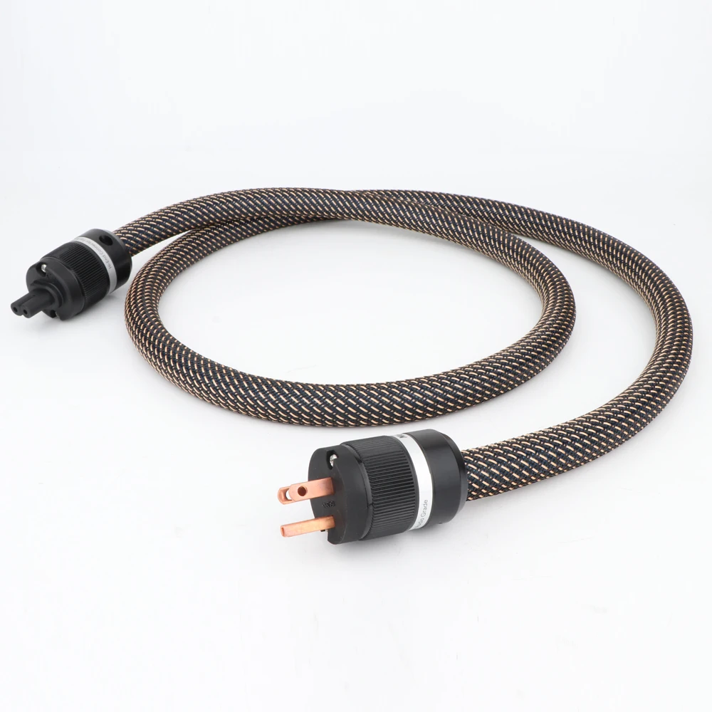 

High Quality AC Power EMC Shield US AC Power Cord hi-end Silver Plated Power Cord Cable HIFI Pure Copper US Power Plug