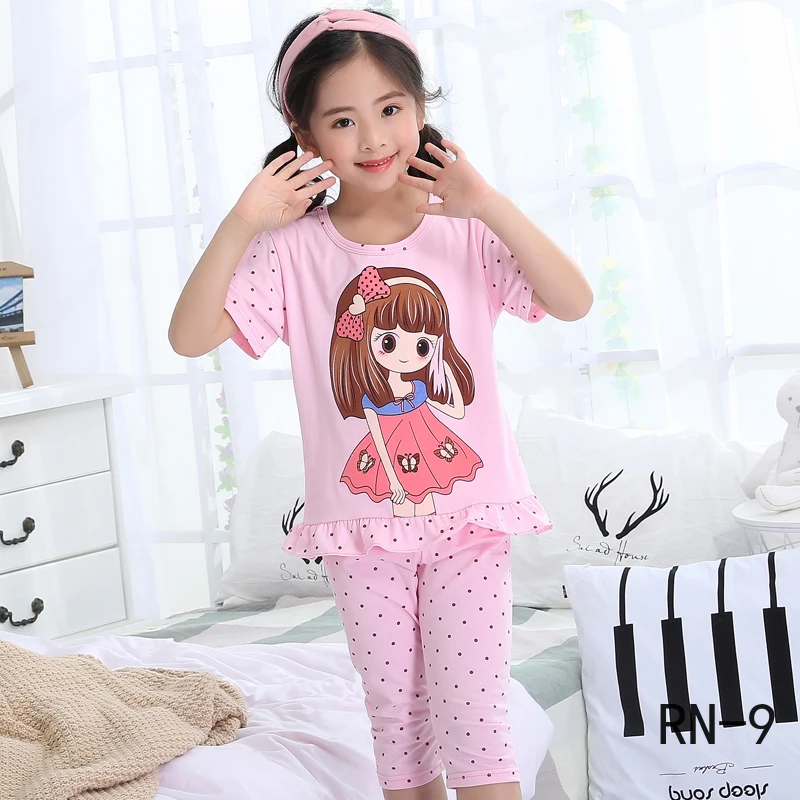 Летние детские пижамы 2020 хлопковая одежда для сна с короткими рукавами девочек