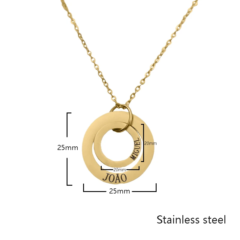 Изящная двойная круглая резная цепочка из нержавеющей стали с двумя именами