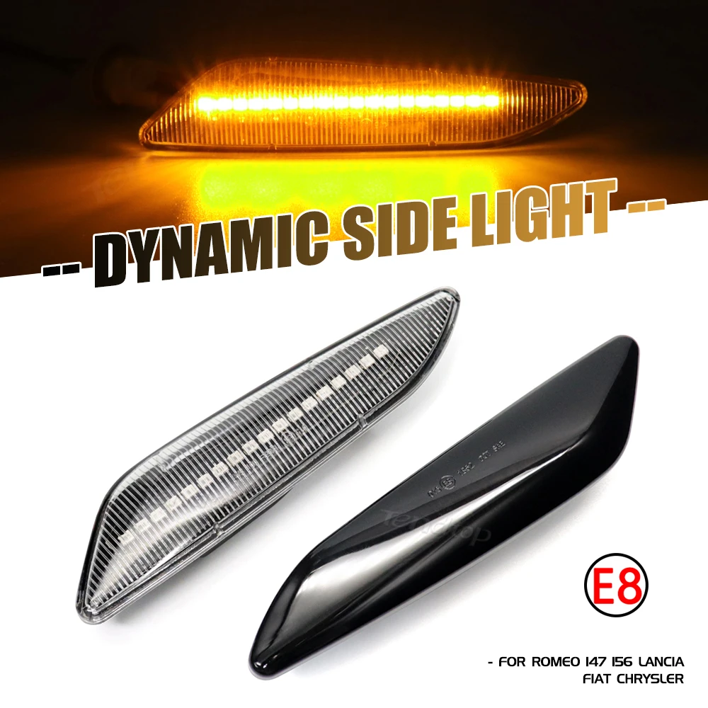 

2X For Alfa Romeo 147 156 Sportwagon For Chrysler Ypsilon LED Dynamic Side Marker Turn Signal Lights Indicator Lamps