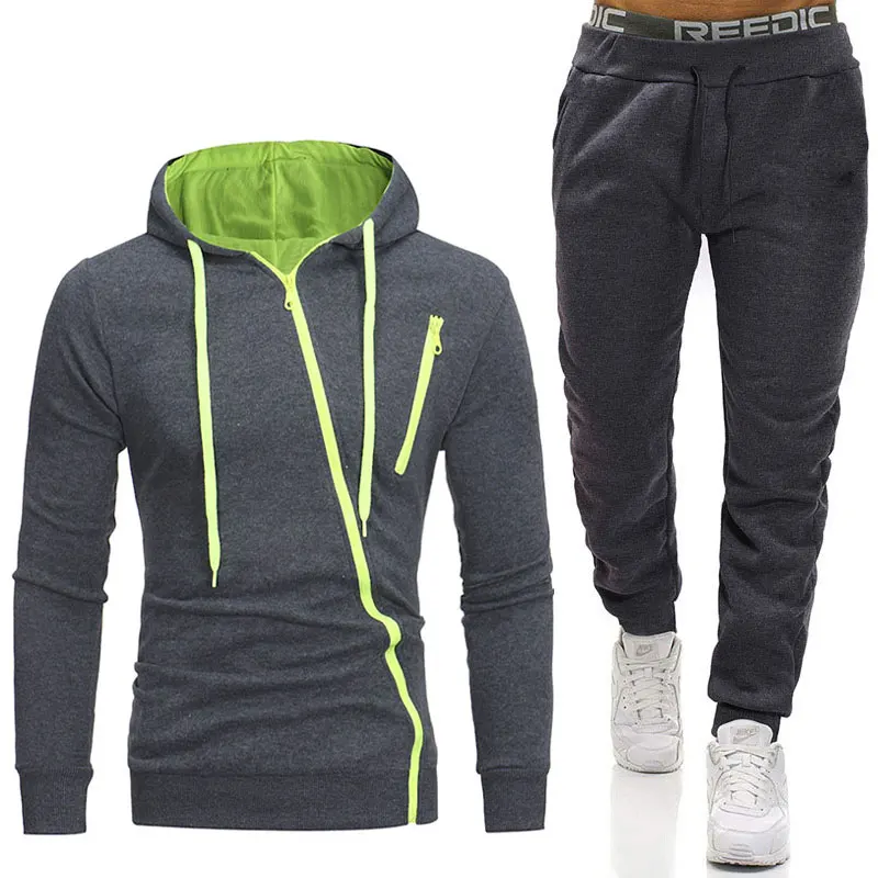 

New Winter Men's Clothing Men Sets Printing Hoodie Set Fleece Zipper Sweatshirt Casual Sport Sweatpants Mens Tracksuits 2020