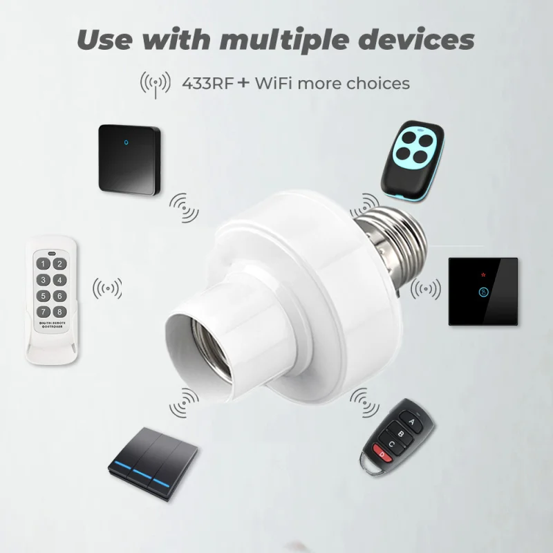 Tuya Wi-Fi + RF433 умный светильник лампы адаптер держатель базы приложение Smart Life