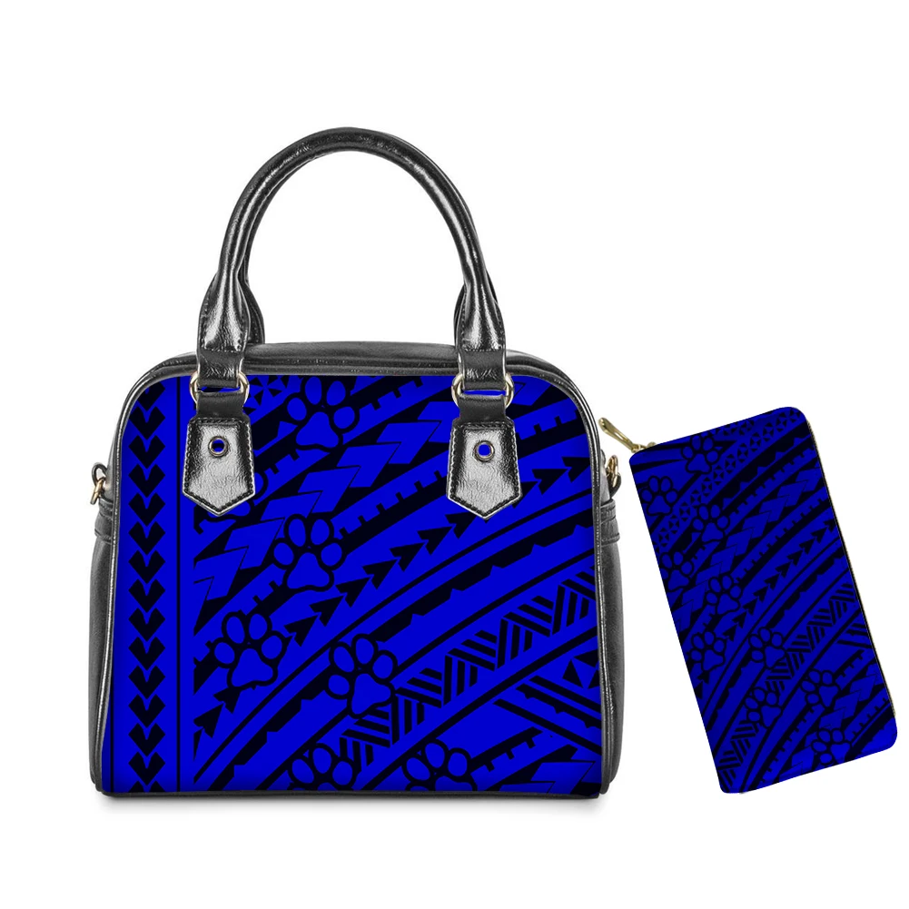 

Women Totes Wallet Set Polynesia Flower PU Leather Handbag Girl Fashion Floral Messenger Bags Purse Free Dropship Wholesale 2021