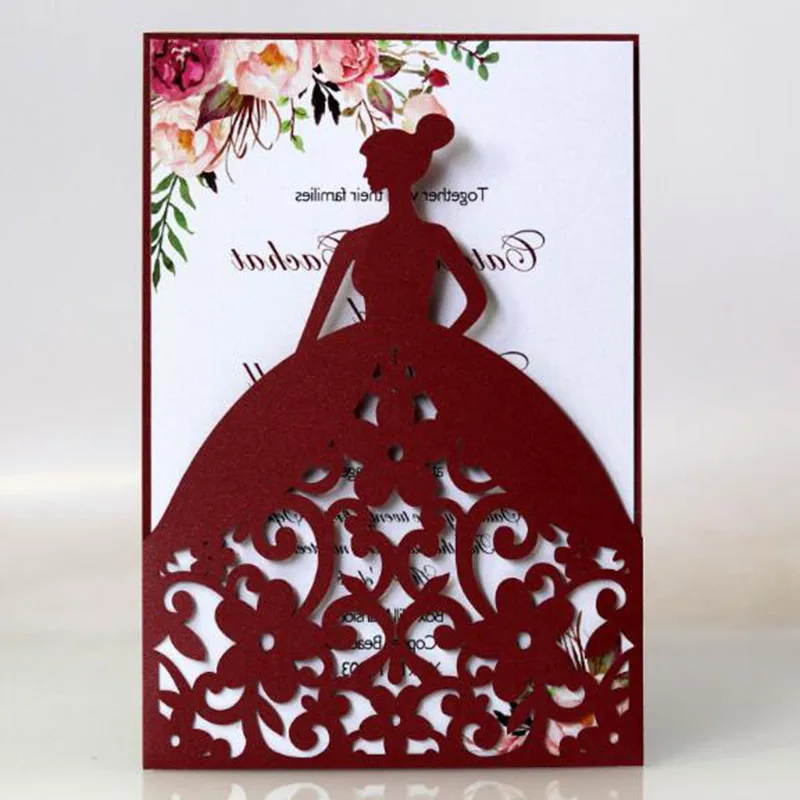 100 шт. Свадебная пригласительная открытка невесты в европейском стиле с полыми