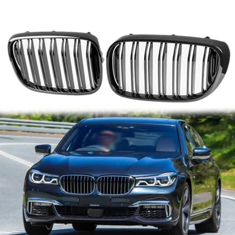 

Car Glossy Gloss Black M Double Front Kidney Grill Grille Fit for BMW 7 Series G11 G12 16-19