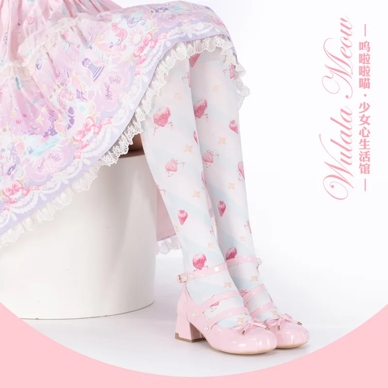 

Original Printed Socks Japanese Sweet Wave Point Silk Stockings Cute Lolita Maiden Thigh High Sock Student Knee-high Stockings