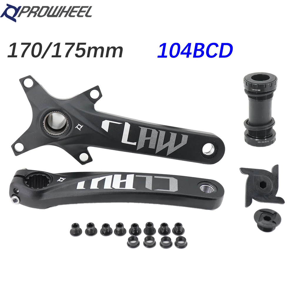Prowheel Claw Bik Crankset MTB Hollowtech Crank 104BCD 170mm 175mm Mountain Bike Bottom Bracket Lightweight 1x 2x 1 2 speed