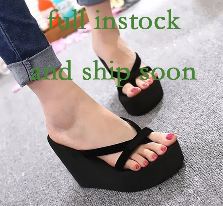 Женская Повседневная Летняя обувь на платформе Сланцы танкетке Простая пляжная